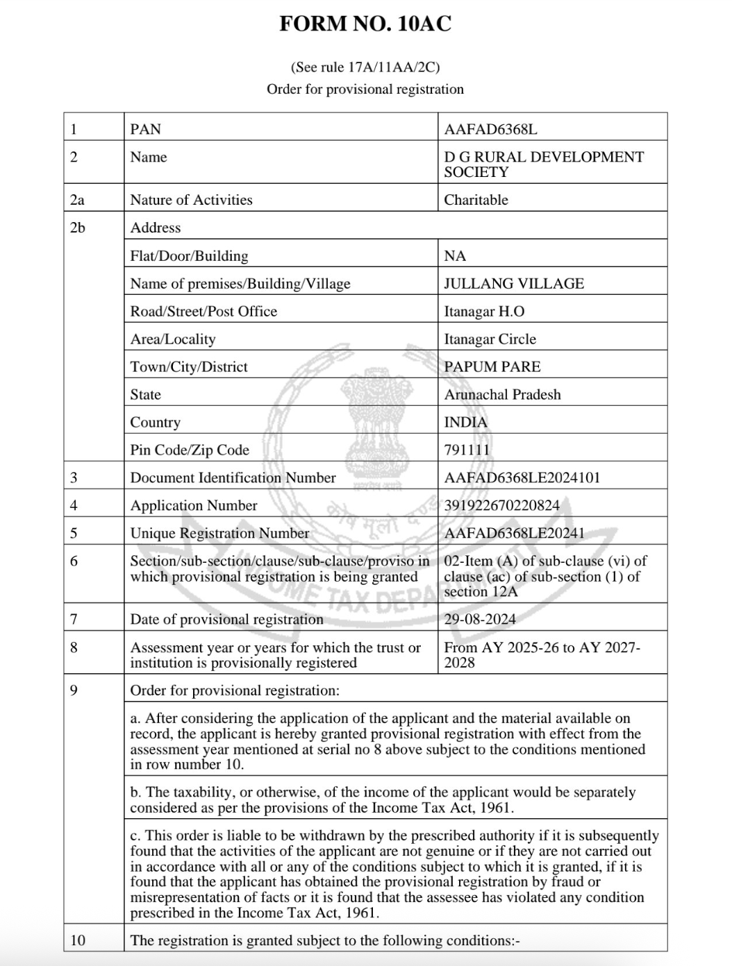 Form 10 AC